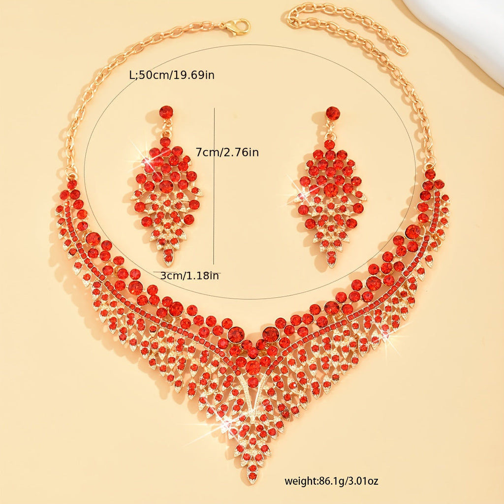 Ensemble de Bijoux Vintage - Collier et Boucles d'Oreilles, Luxe   OAXG 2499 White