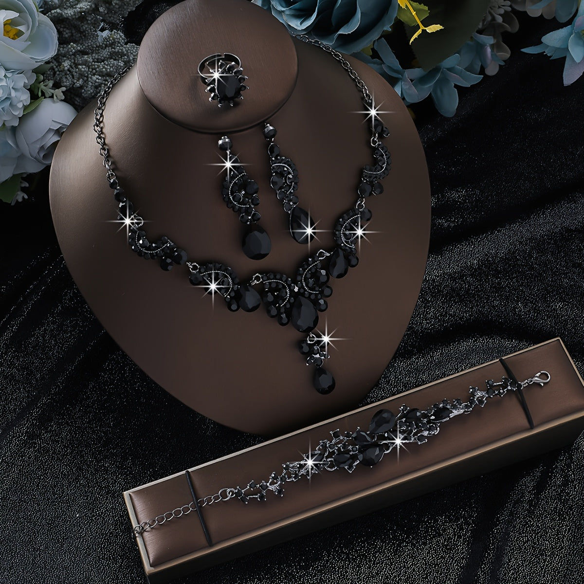 Ensemble de Bijoux Vintage - Collier et Boucles d'Oreilles, Luxe   OAXG 