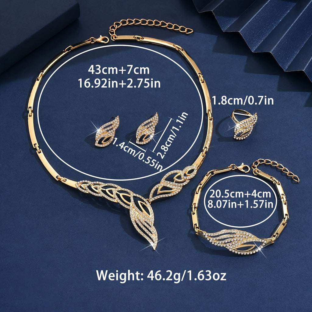 Ensemble de Bijoux Vintage pour Femmes - Collier, Boucles d’Oreilles et Bracelet   OAXG Golden Color