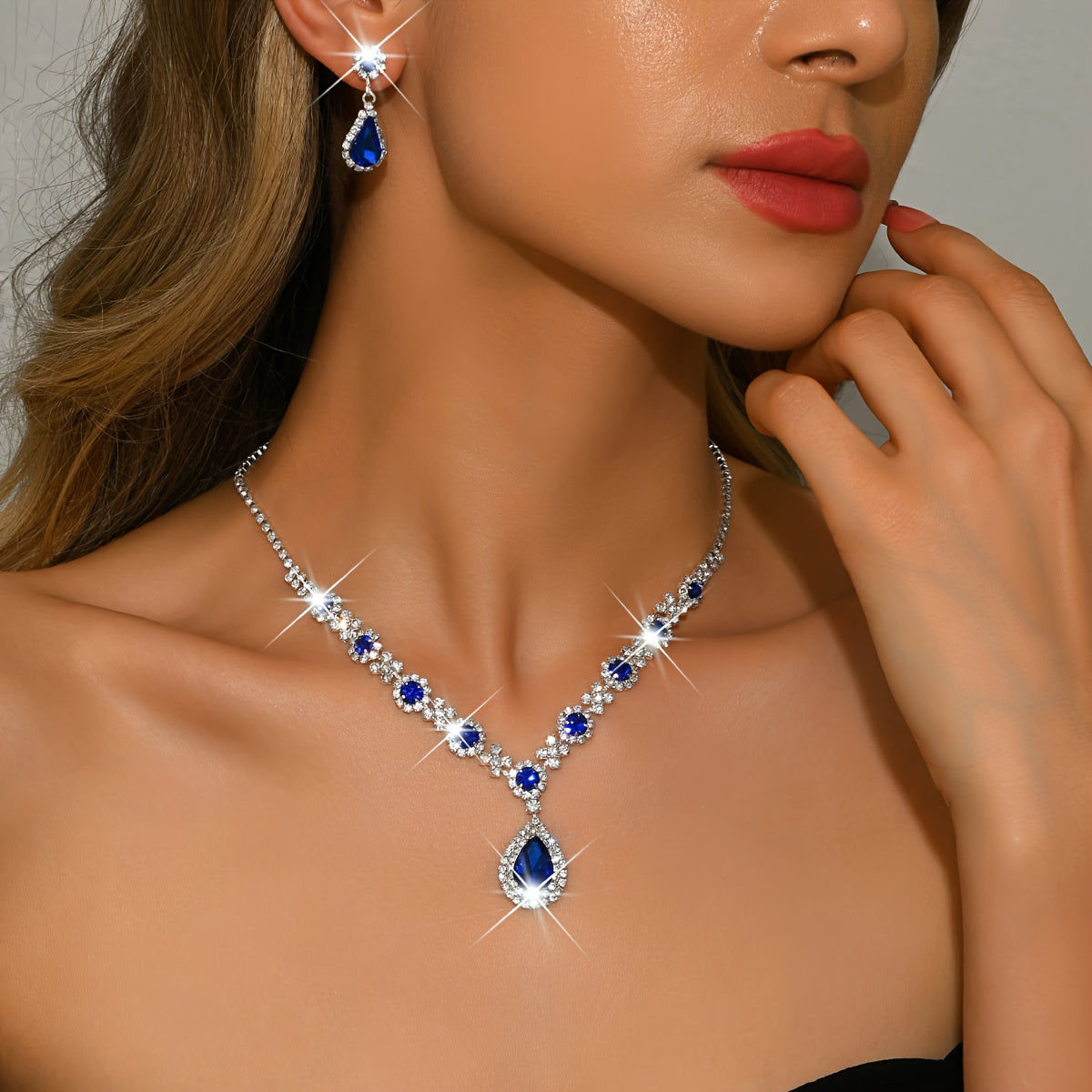 Ensemble de Luxe 2pcs - Collier et Boucles d'Oreilles Rhinestone   OAXG 