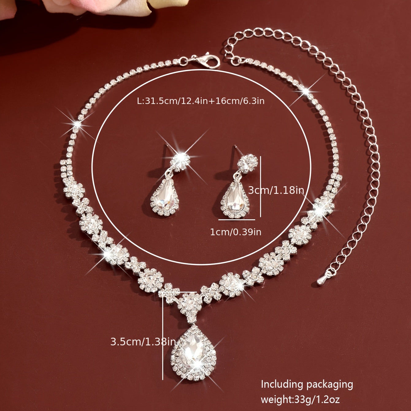 Ensemble de Luxe 2pcs - Collier et Boucles d'Oreilles Rhinestone   OAXG 