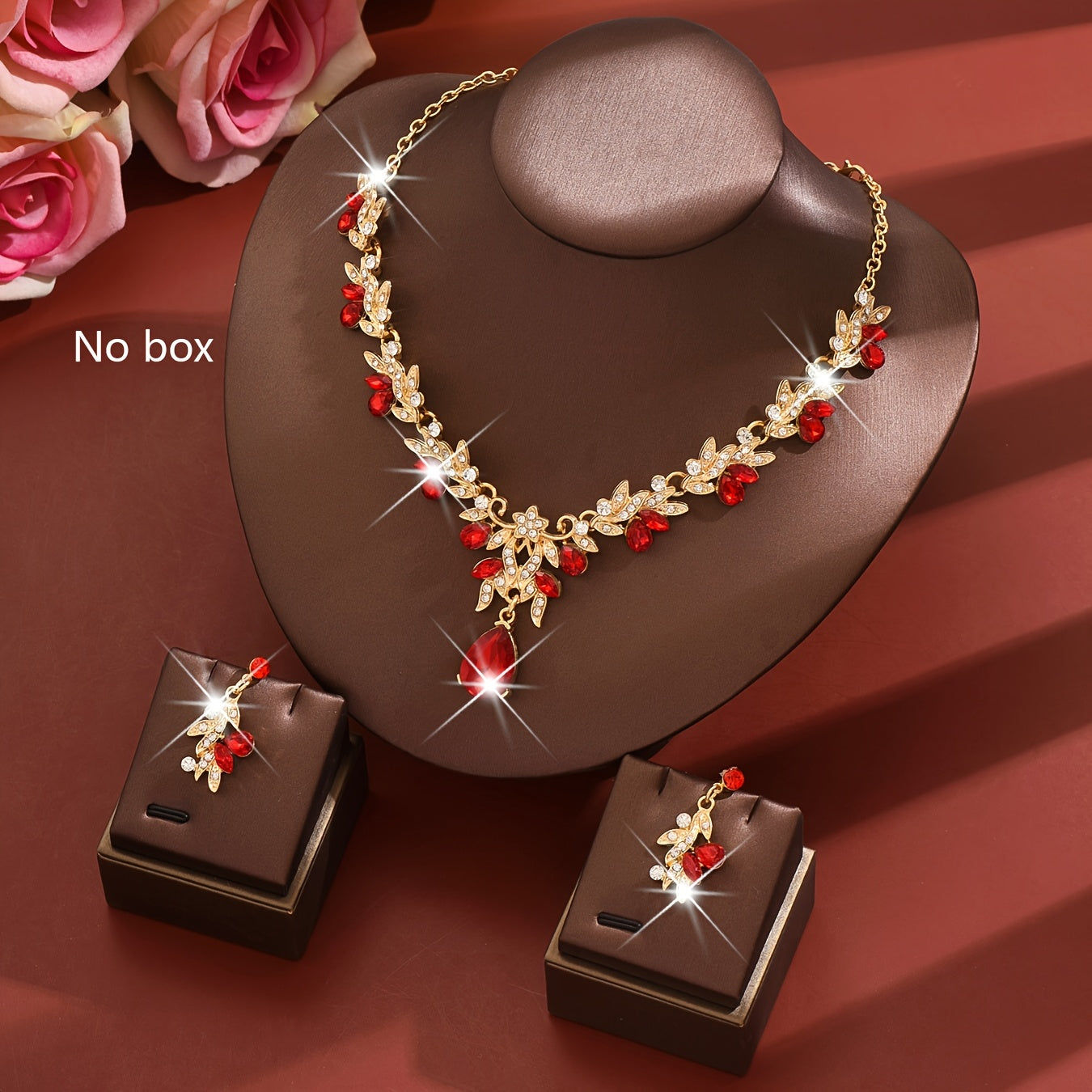 Ensemble de Mariage Élégant en Alliage - Collier et Boucles d'Oreilles   OAXG 