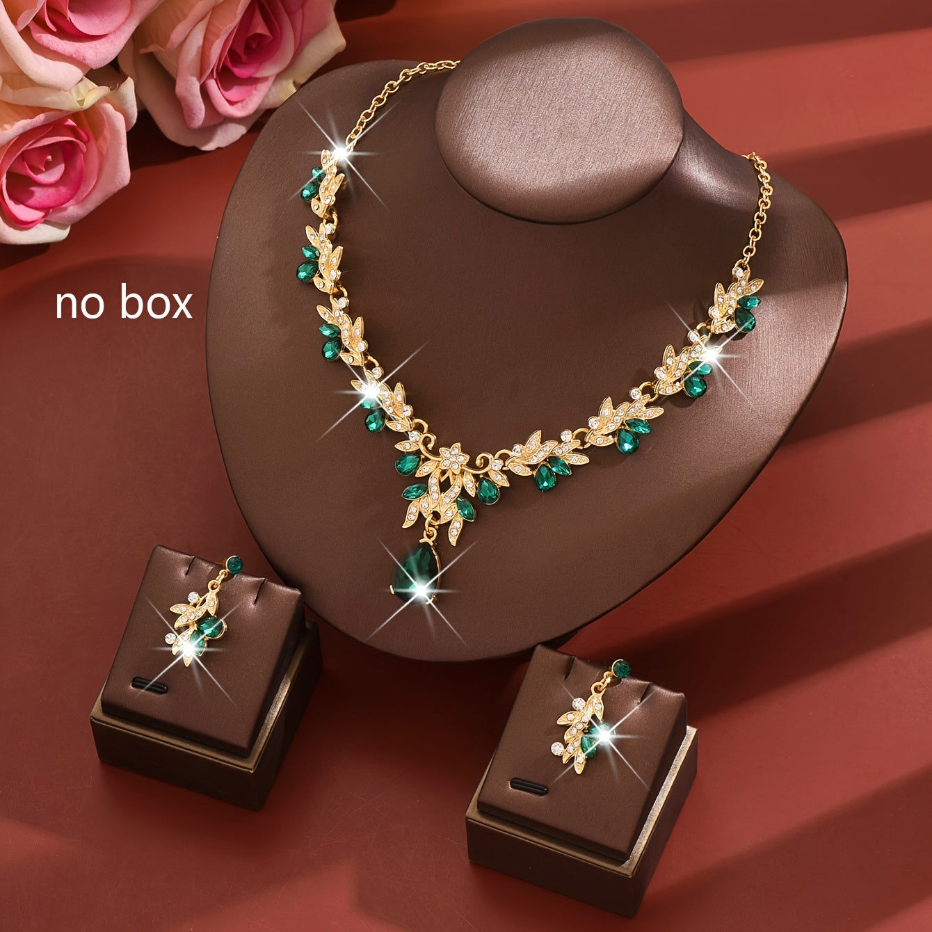 Ensemble de Mariage Élégant en Alliage - Collier et Boucles d'Oreilles   OAXG Golden Black / 1422-HB