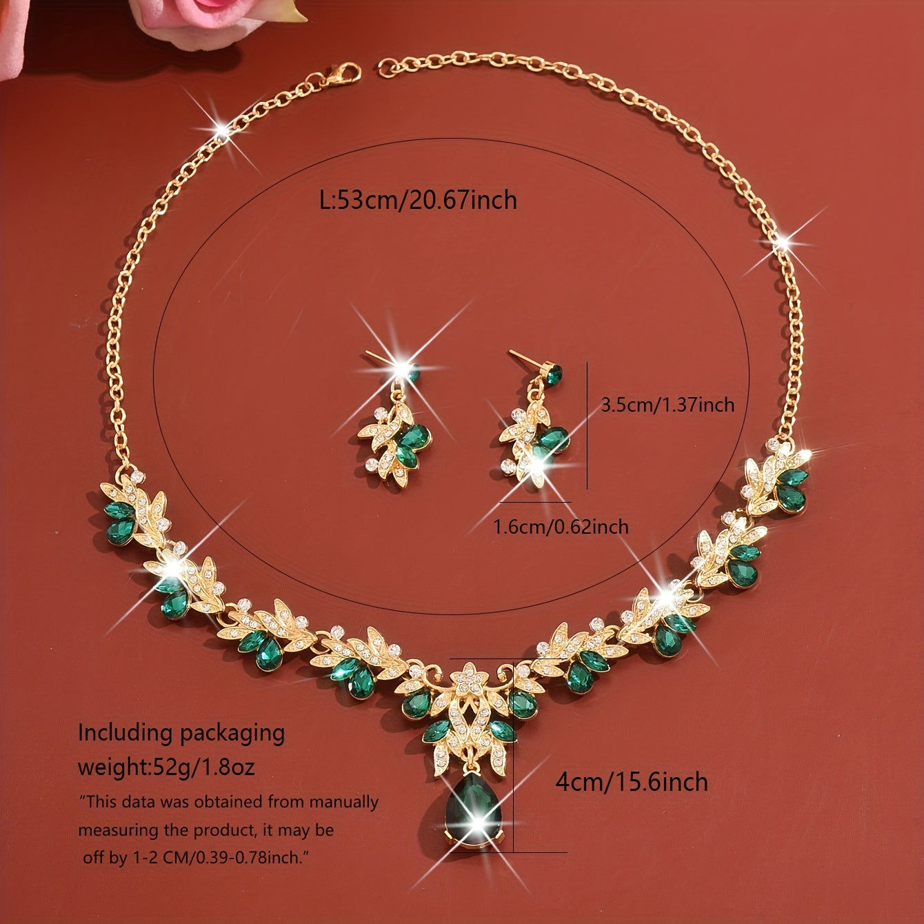 Ensemble de Mariage Élégant en Alliage - Collier et Boucles d'Oreilles   OAXG Golden Black / 1422-HB