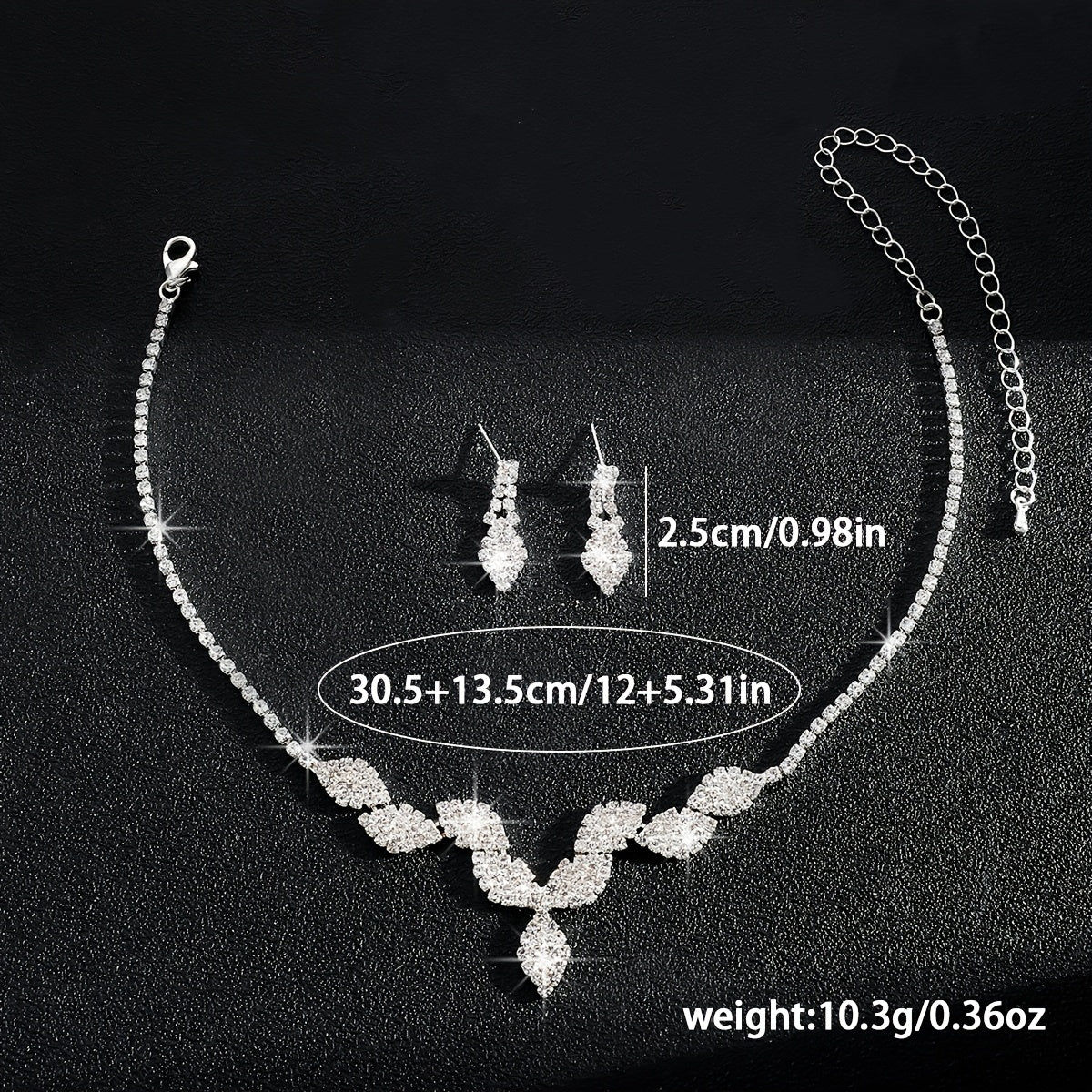 Ensemble Élégant de Collier et Boucles d'Oreilles en Strass - AJFKKFJ   OAXG Silvery