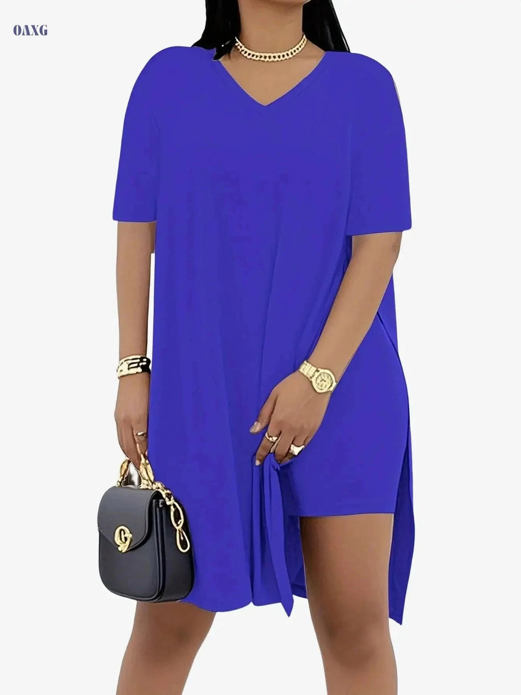 EOJN Women's Elegant V-Neck T-Shirt & Shorts Set for Gym   OAXG 