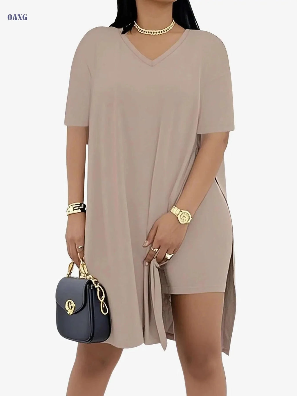 EOJN Women's Elegant V-Neck T-Shirt & Shorts Set for Gym   OAXG 