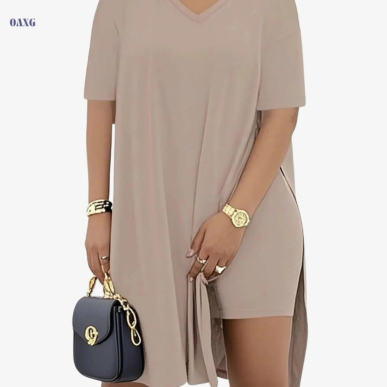 EOJN Women's Elegant V-Neck T-Shirt & Shorts Set for Gym   OAXG 
