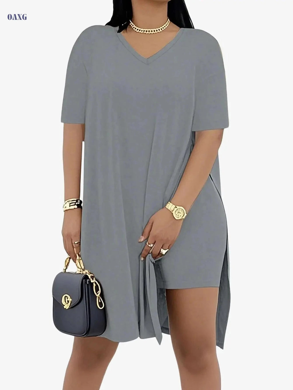 EOJN Women's Elegant V-Neck T-Shirt & Shorts Set for Gym   OAXG 