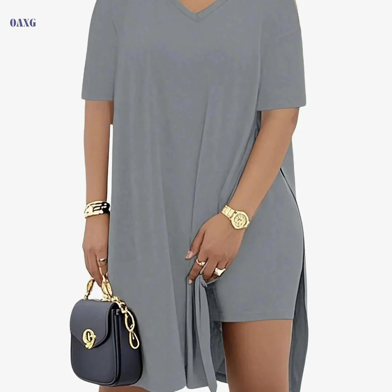 EOJN Women's Elegant V-Neck T-Shirt & Shorts Set for Gym   OAXG Black / S