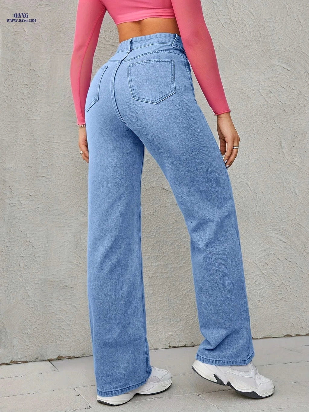EPIC SHINE High-Waisted Wide Leg Jeans - Light Wash, Medium Stretch   OAXG 