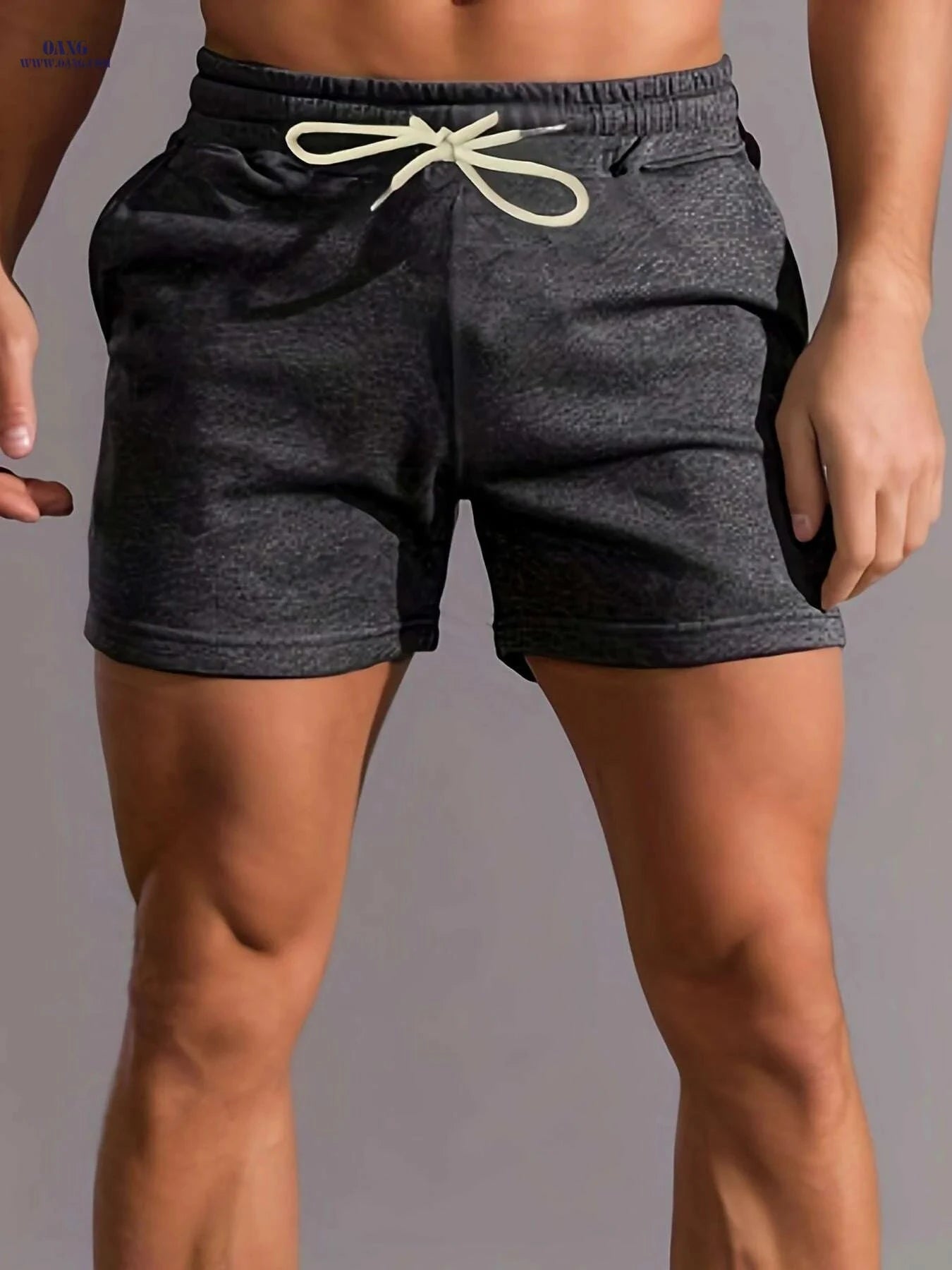 European American Men's Fashion Shorts - Solid Color, Regular Fit   OAXG 