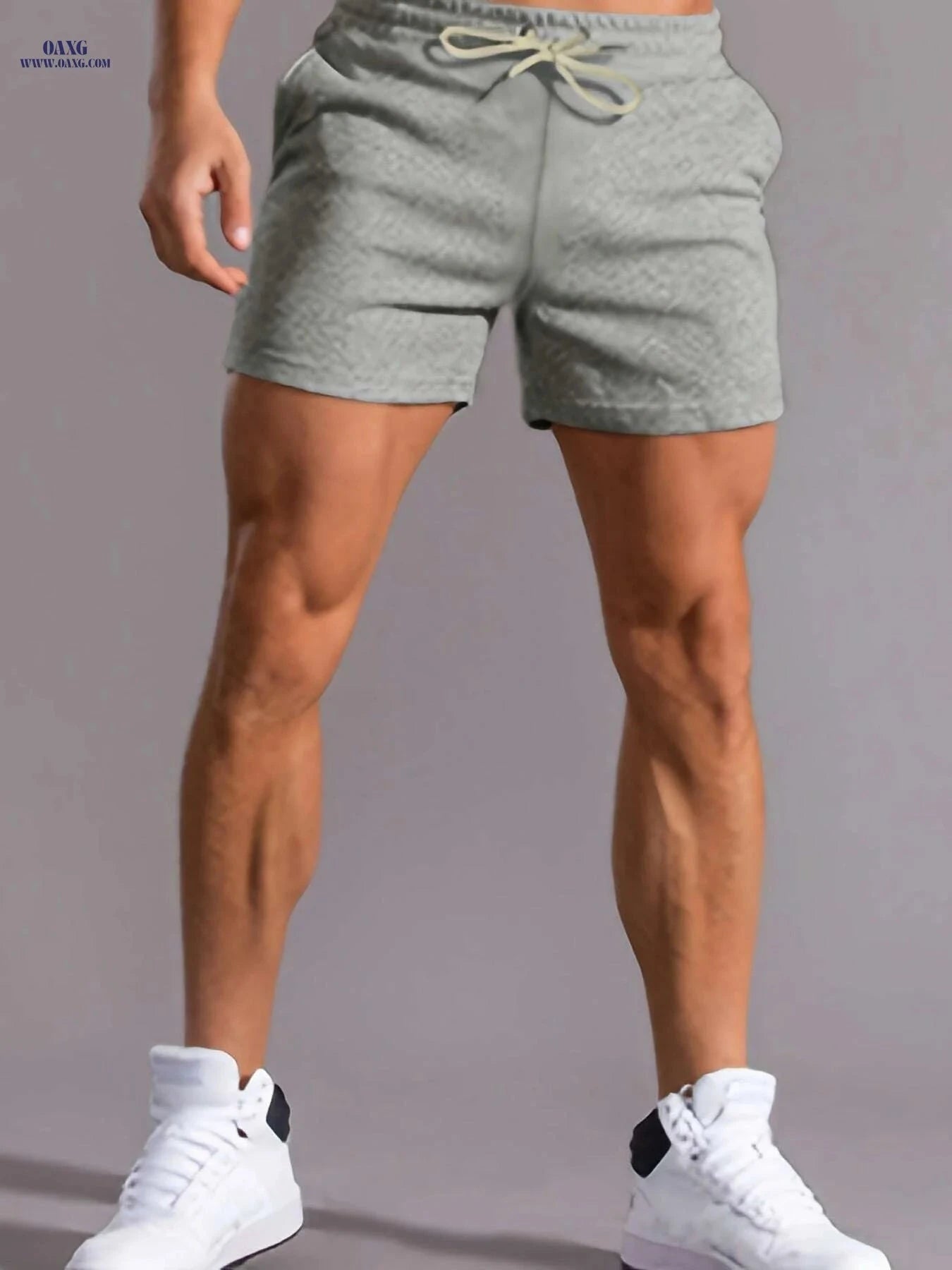 European American Men's Fashion Shorts - Solid Color, Regular Fit   OAXG 