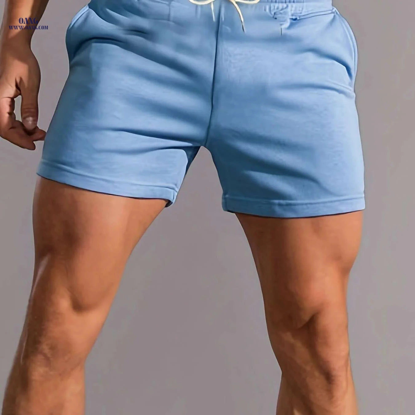 European American Men's Fashion Shorts - Solid Color, Regular Fit   OAXG 【Red】 / S