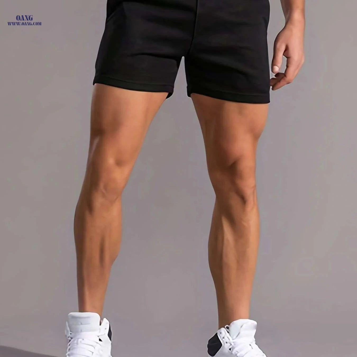 European American Men's Fashion Shorts - Solid Color, Regular Fit   OAXG 【Red】 / S