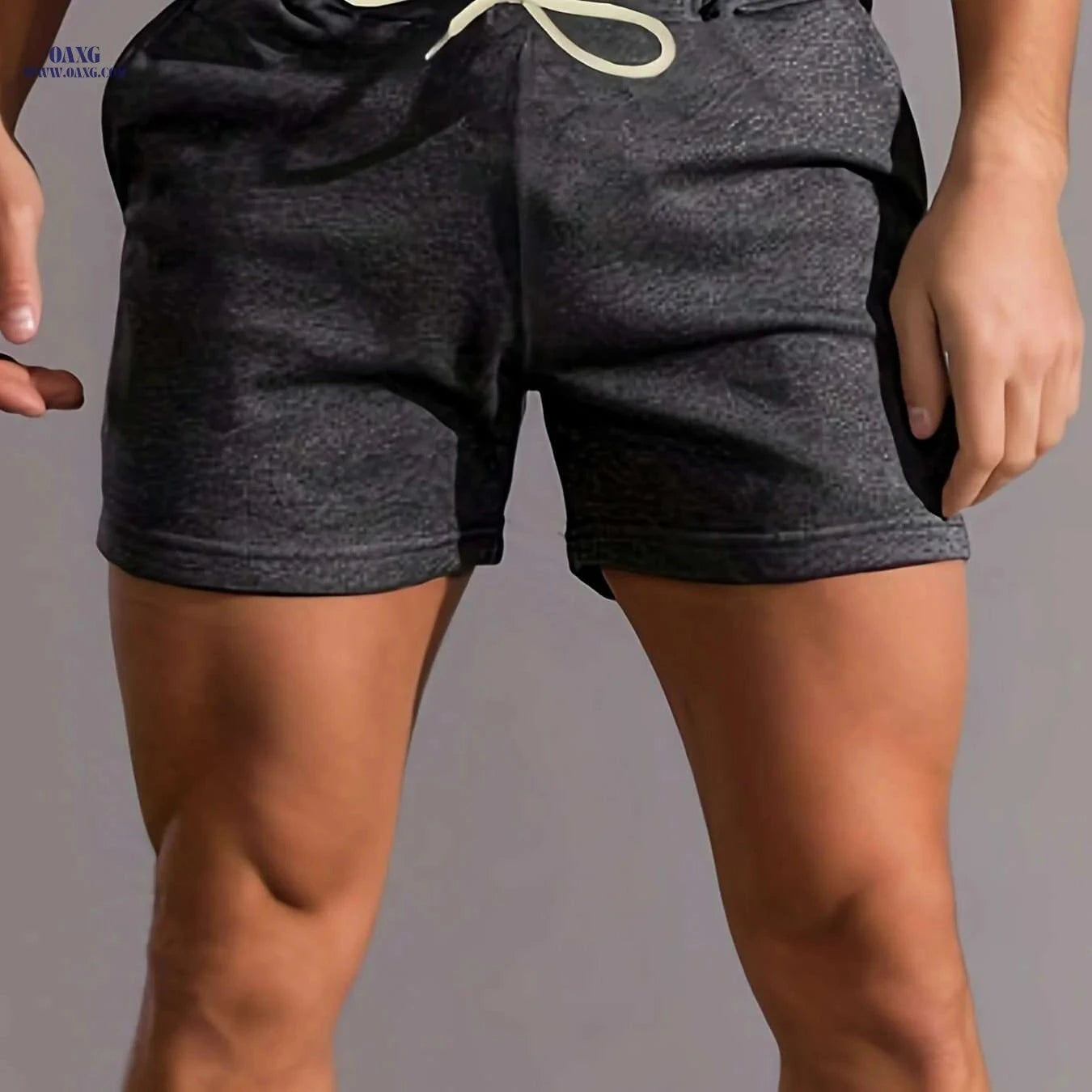 European American Men's Fashion Shorts - Solid Color, Regular Fit   OAXG 【Red】 / S