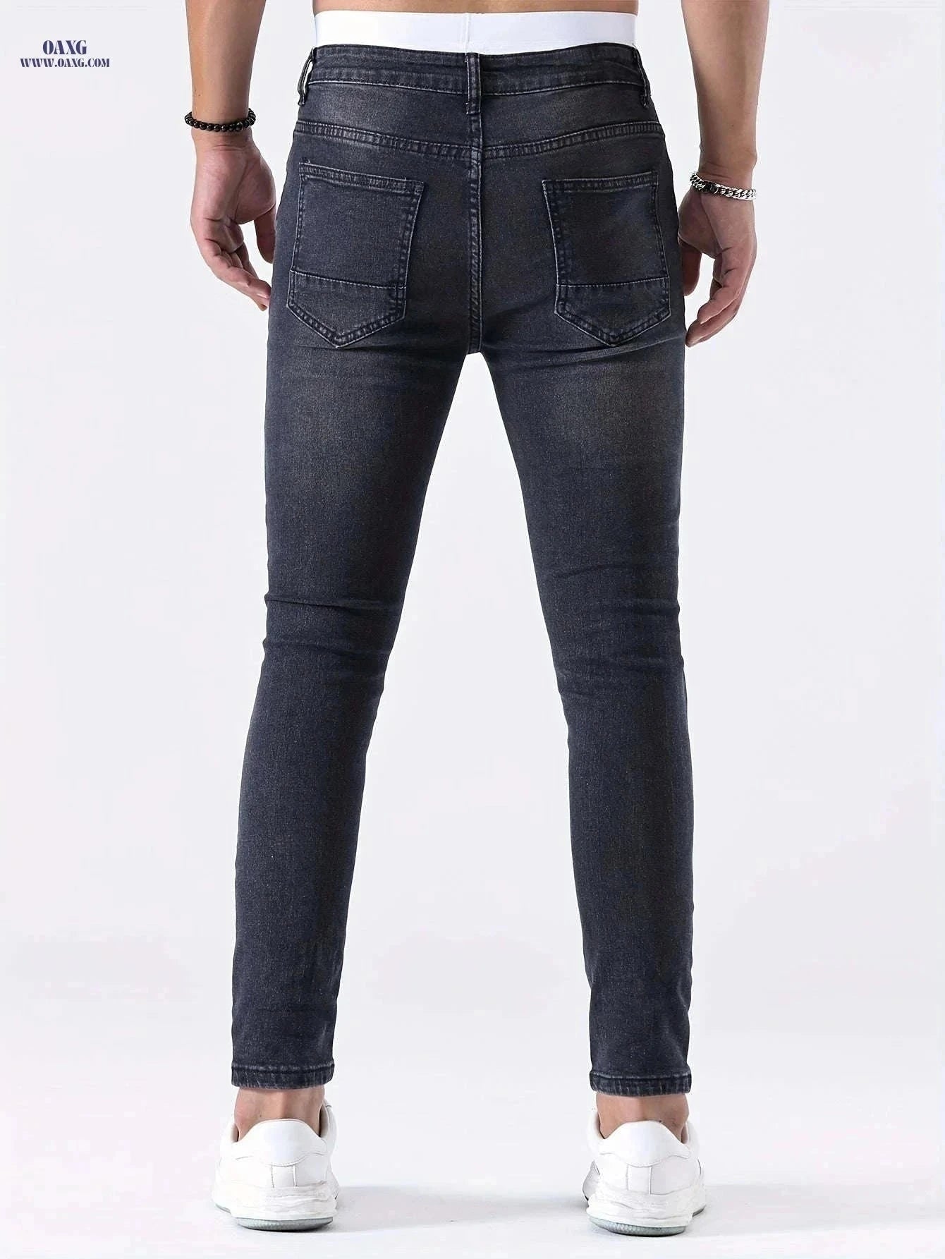 European American Stretch Ripped Skinny Jeans - Street Style for Adults   OAXG Light Blue / FR S