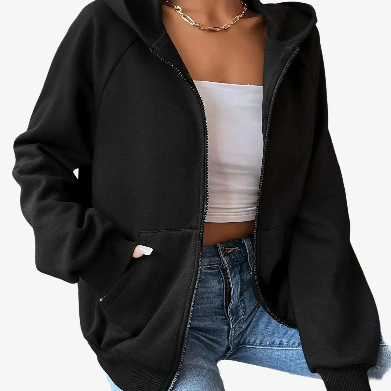 European & American Style Hooded Zip-Up Jacket for Fall/Winter   OAXG 