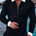 European and N Fashion Long Sleeve Shirt - Black & White Casual Style   OAXG Black / FR M