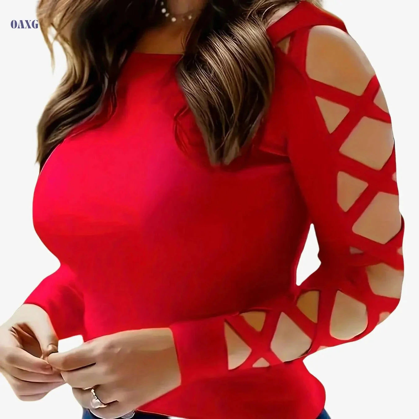 European Fashion Women's Solid Color T-shirt - Casual Crew Neck Style   OAXG 