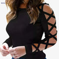European Fashion Women's Solid Color T-shirt - Casual Crew Neck Style   OAXG Black / S