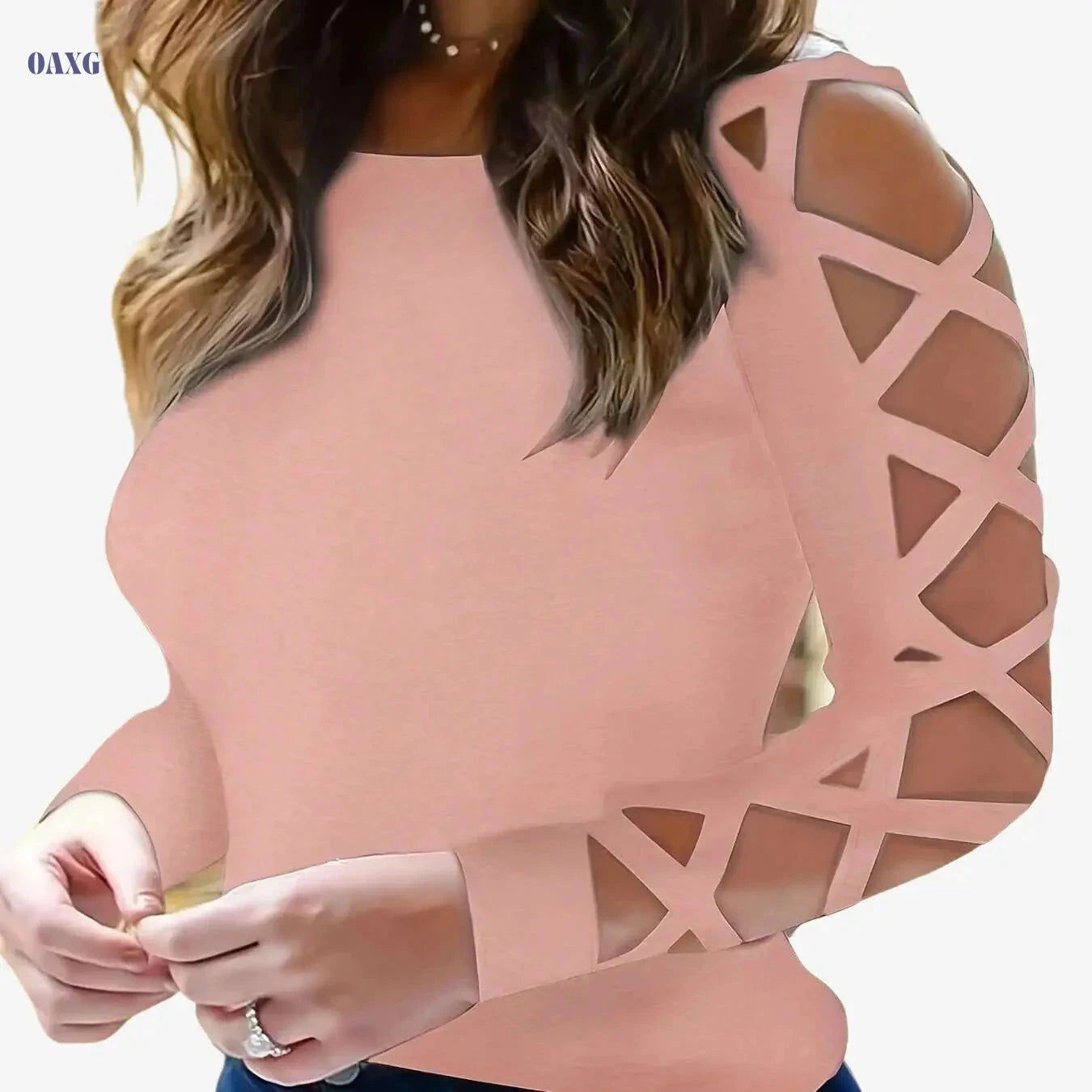 European Fashion Women's Solid Color T-shirt - Casual Crew Neck Style   OAXG 
