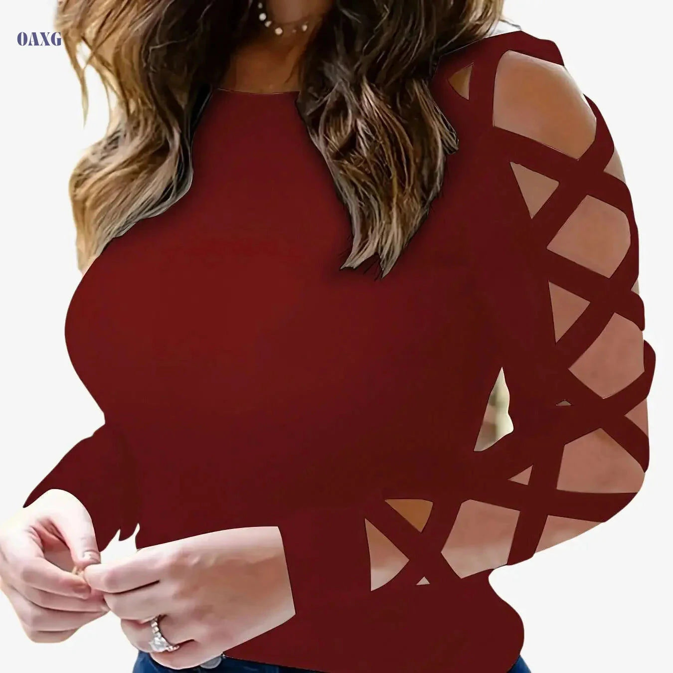 European Fashion Women's Solid Color T-shirt - Casual Crew Neck Style   OAXG 