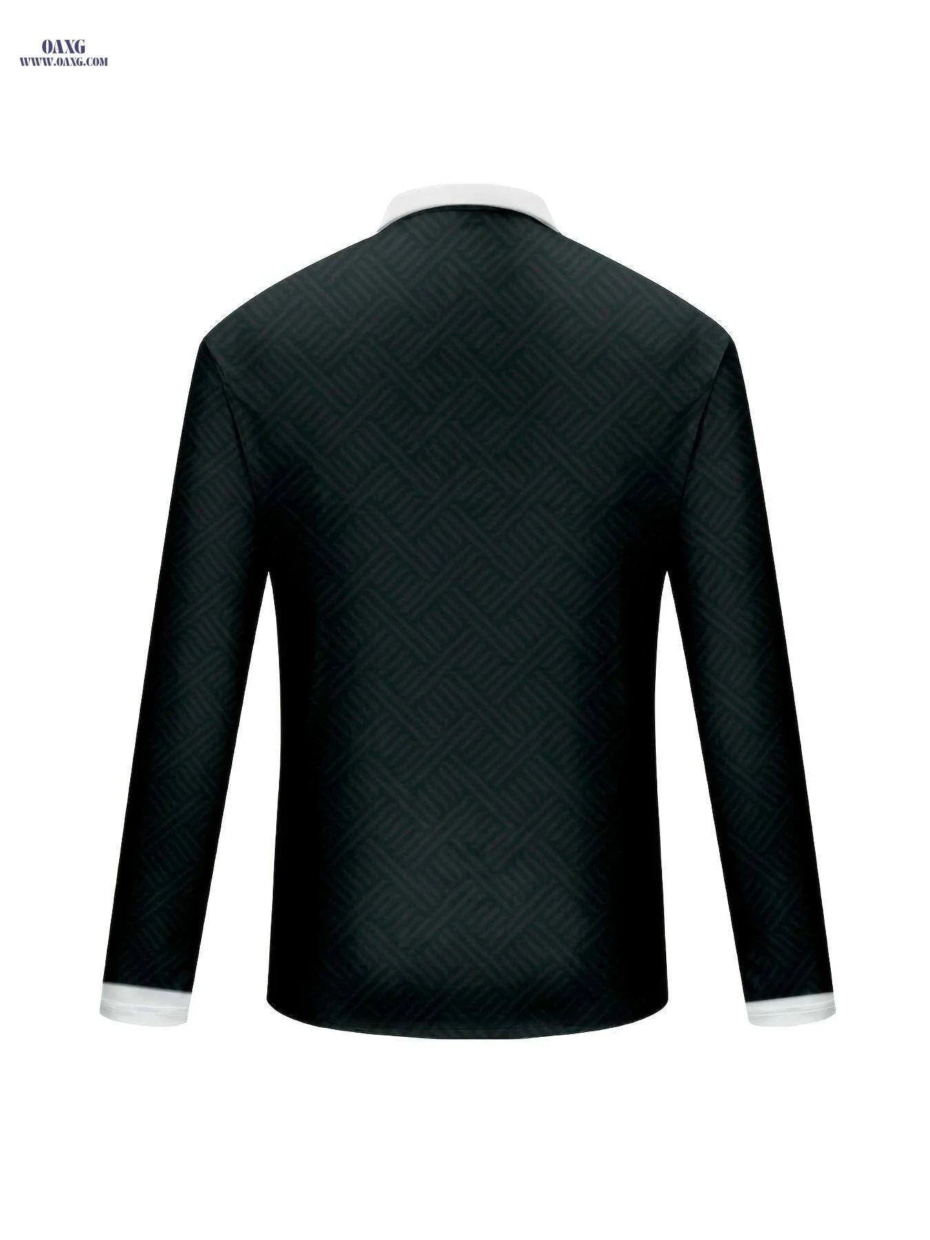 European Men's Long Sleeve Shirt - Classic Black & White Design   OAXG Black / M