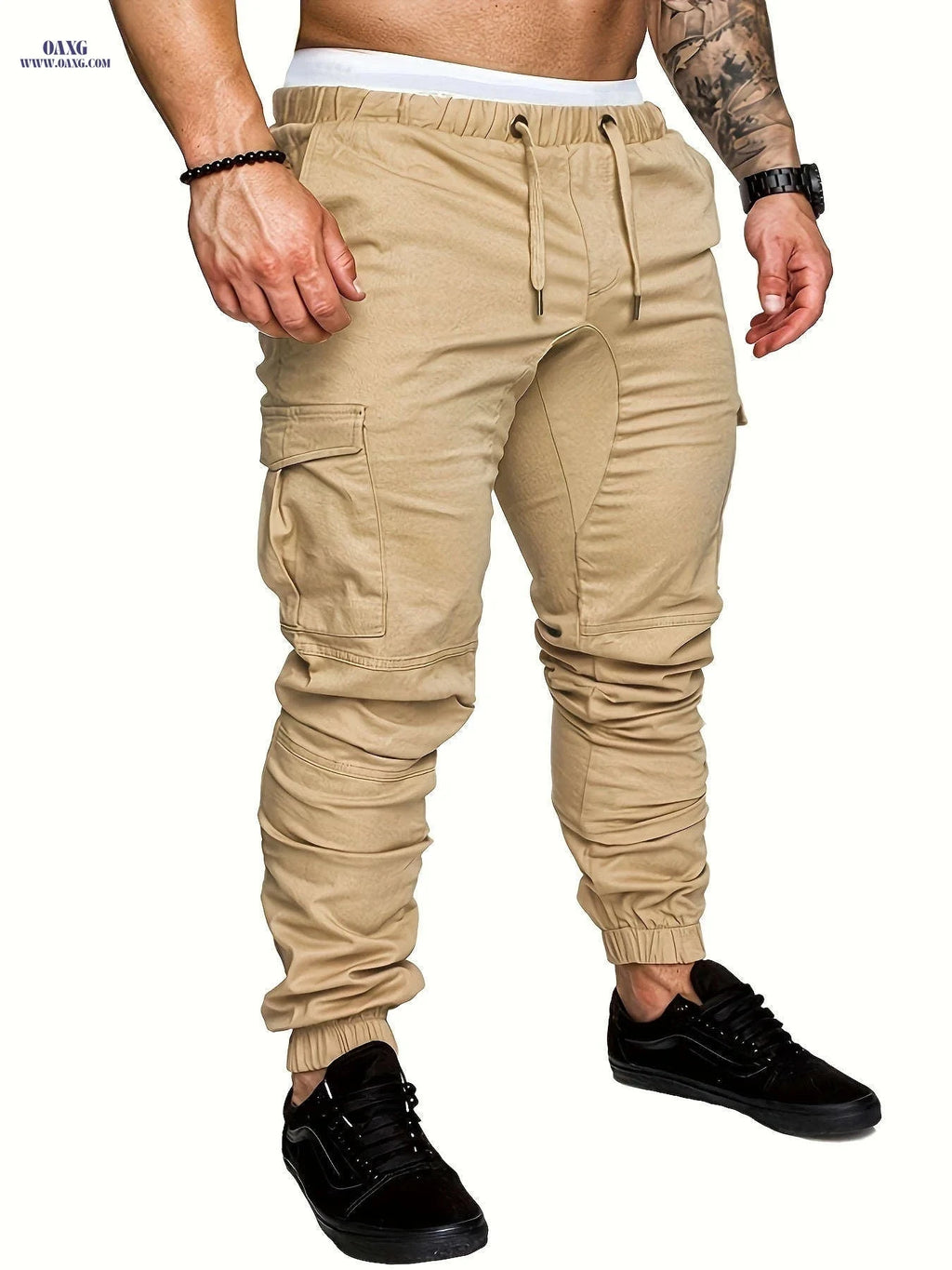 European Size Men's Casual Cargo Pants - Drawstring Trousers, All-Season   OAXG 