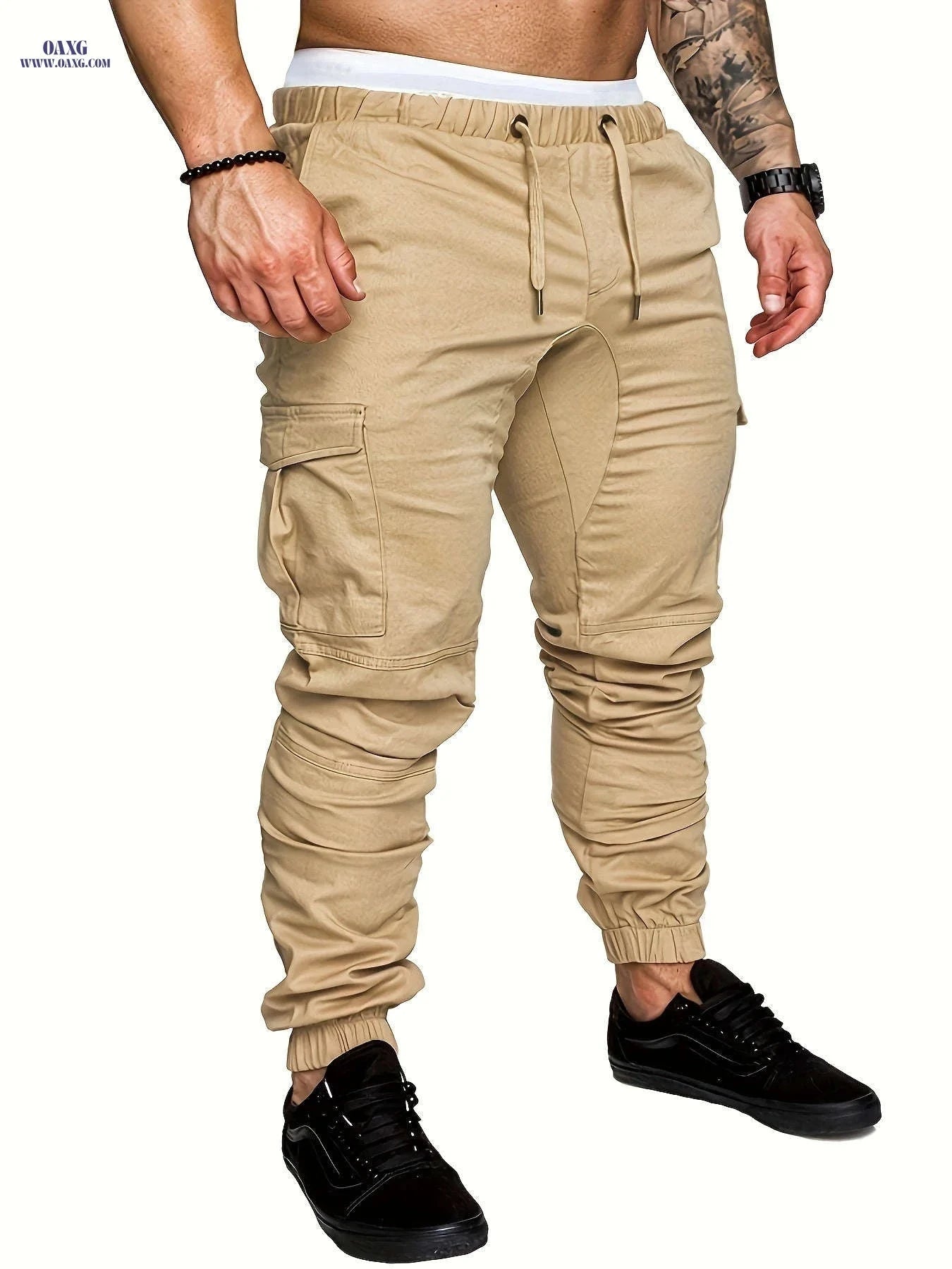 European Size Men's Casual Cargo Pants - Drawstring Trousers, All-Season   OAXG 