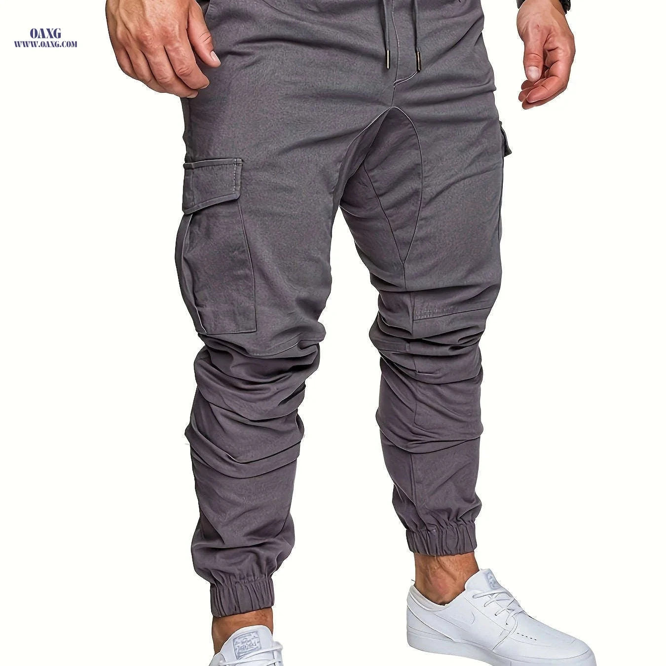 European Size Men's Casual Cargo Pants - Drawstring Trousers, All-Season   OAXG 