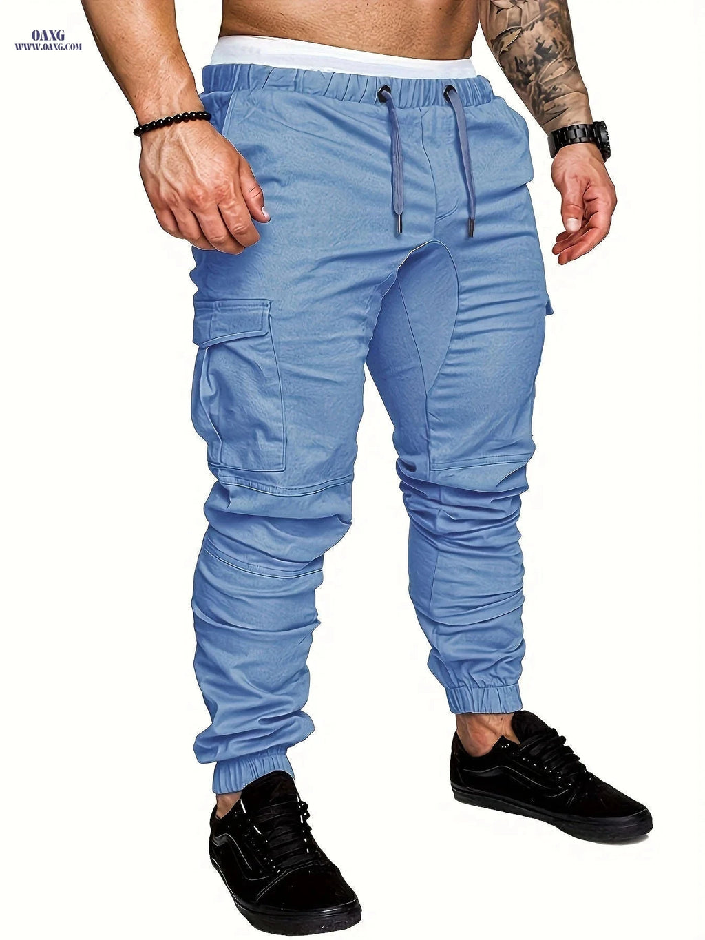 European Size Men's Casual Cargo Pants - Drawstring Trousers, All-Season   OAXG 
