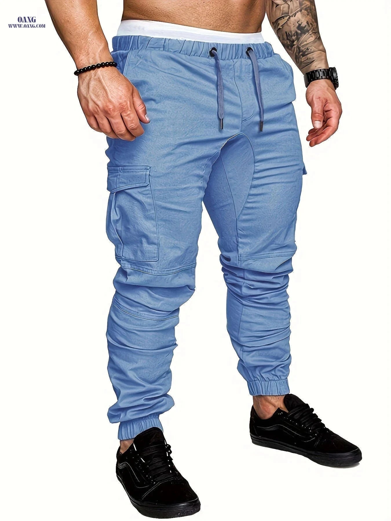 European Size Men's Casual Cargo Pants - Drawstring Trousers, All-Season   OAXG 