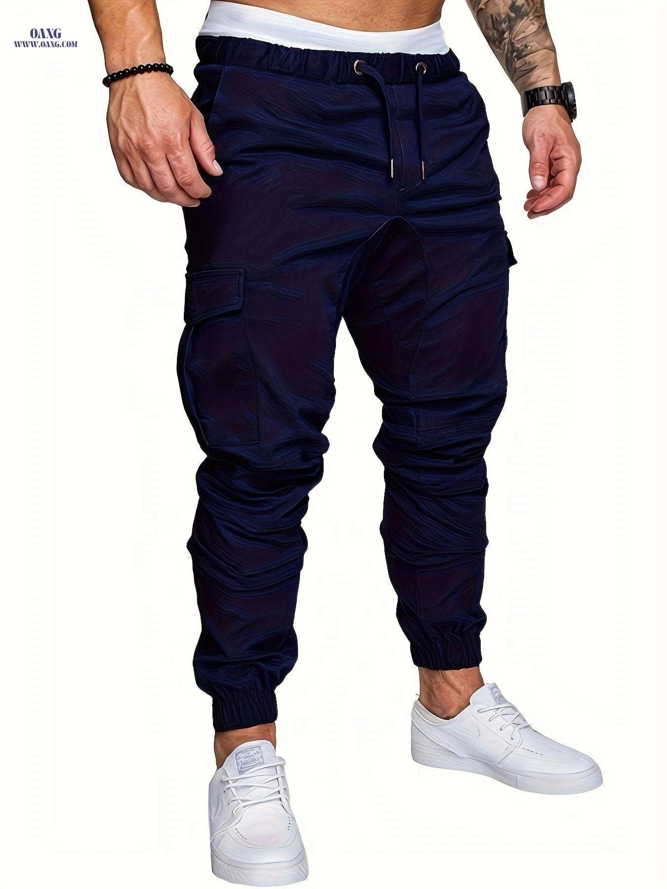 European Size Men's Casual Cargo Pants - Drawstring Trousers, All-Season   OAXG 