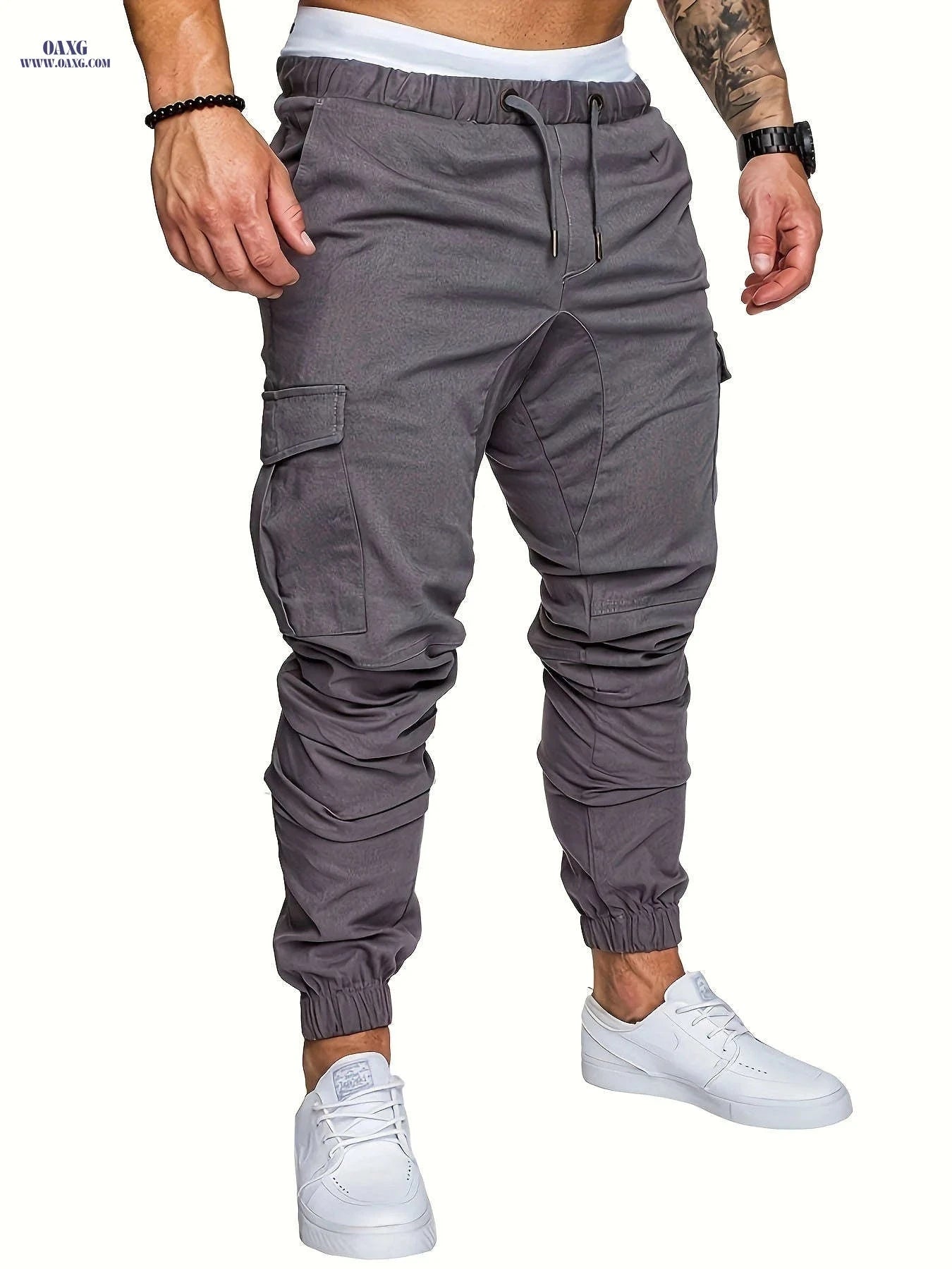 European Size Men's Casual Cargo Pants - Drawstring Trousers, All-Season   OAXG 