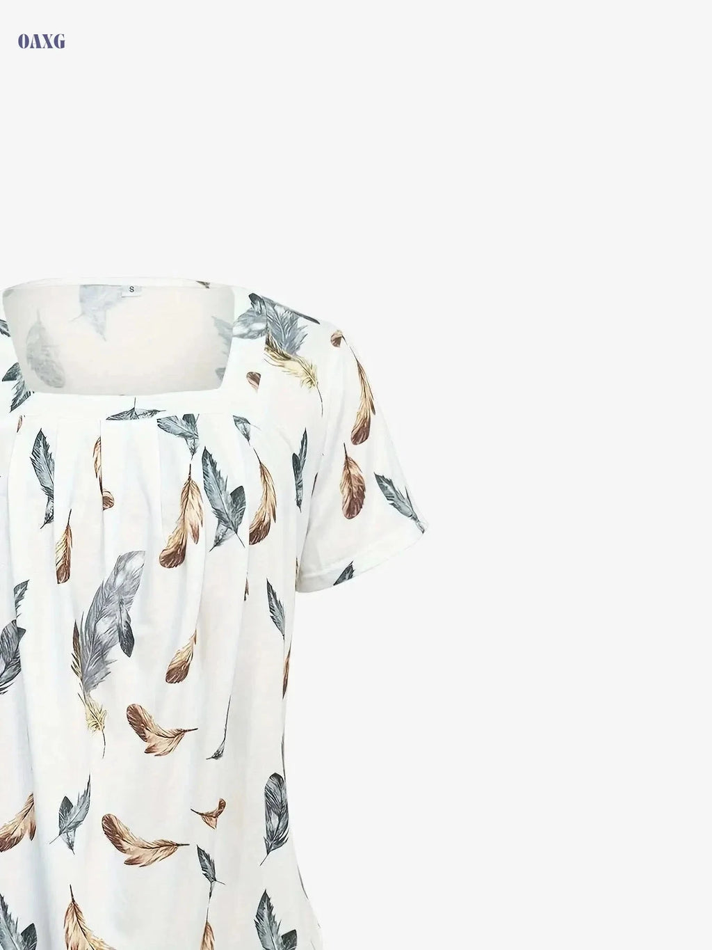 European Style Ruffle Hem Flowy T-shirt - Short Sleeve & Square Neck   OAXG White / S