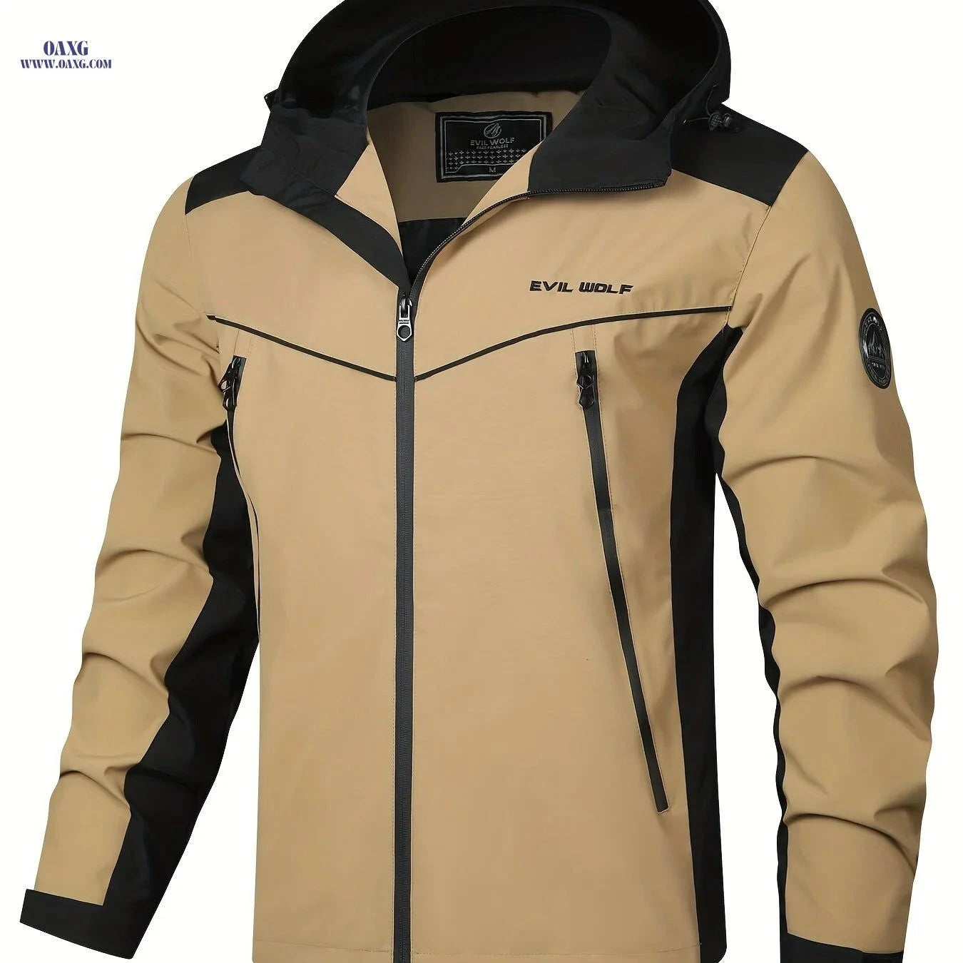 EX-STRECH Men's Hooded Jacket - Casual Color Block Windbreaker   OAXG 