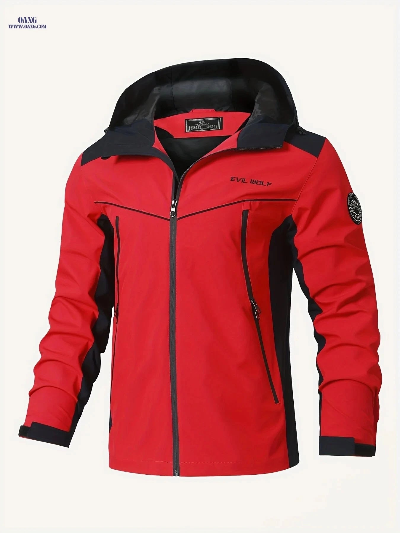 EX-STRECH Men's Hooded Jacket - Casual Color Block Windbreaker   OAXG 