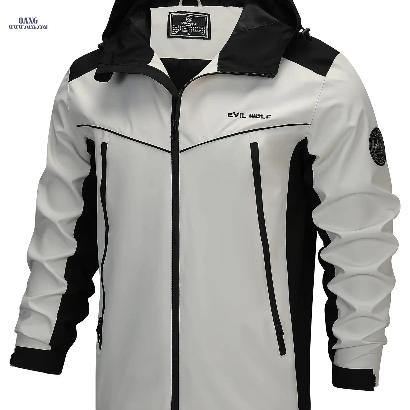 EX-STRECH Men's Hooded Jacket - Casual Color Block Windbreaker   OAXG 