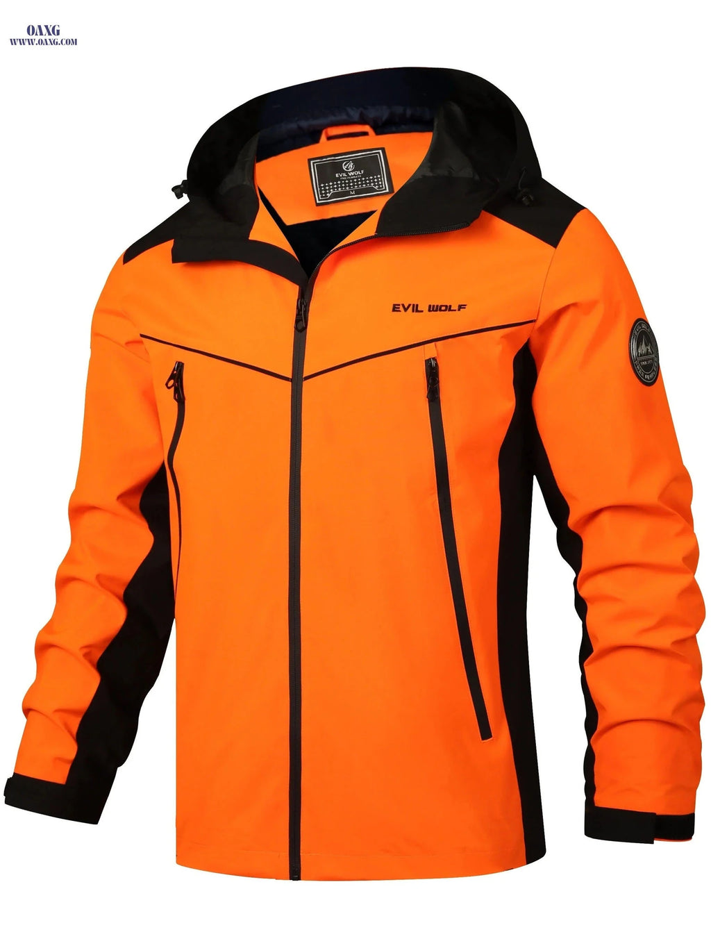 EX-STRECH Men's Hooded Jacket - Casual Color Block Windbreaker   OAXG 