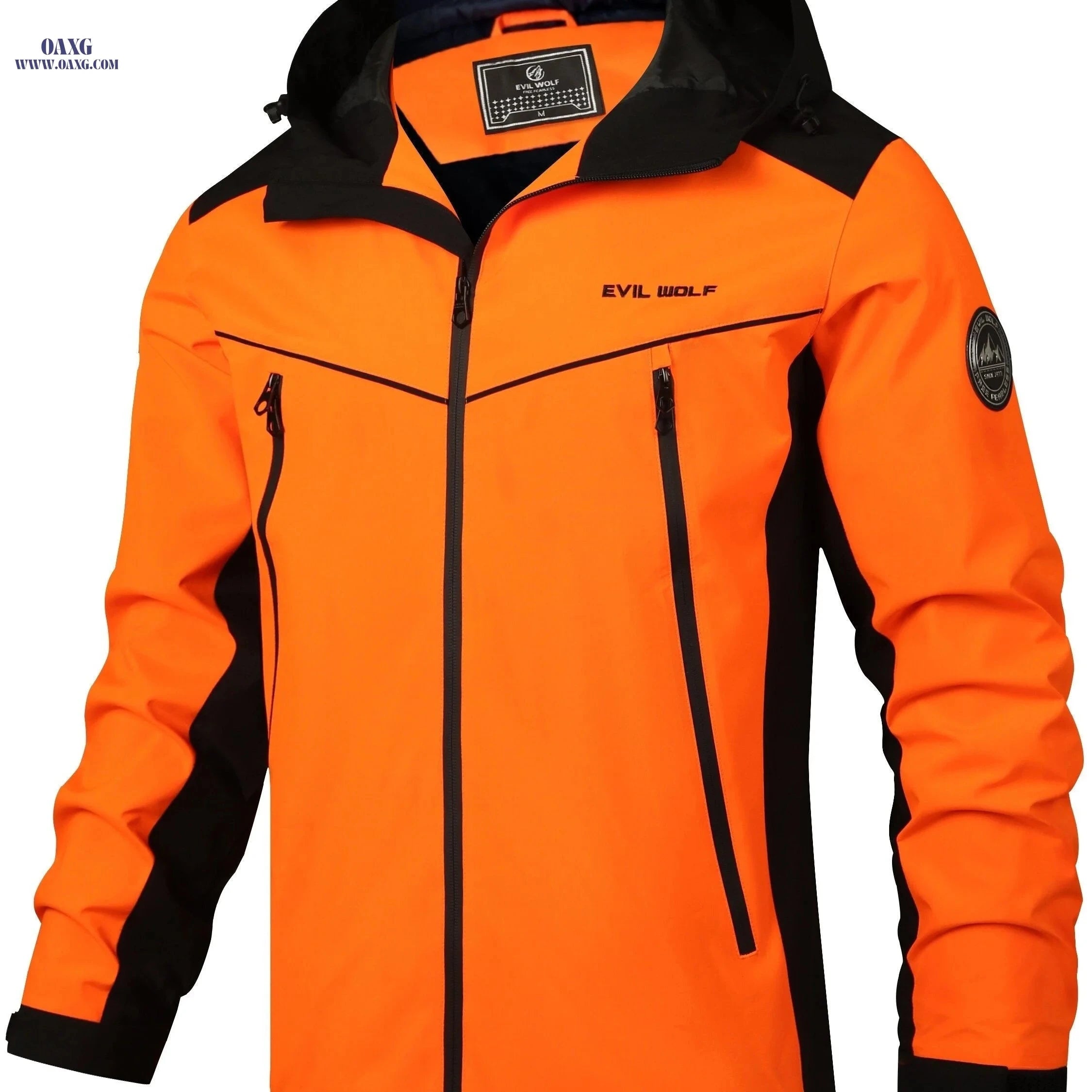 EX-STRECH Men's Hooded Jacket - Casual Color Block Windbreaker   OAXG 