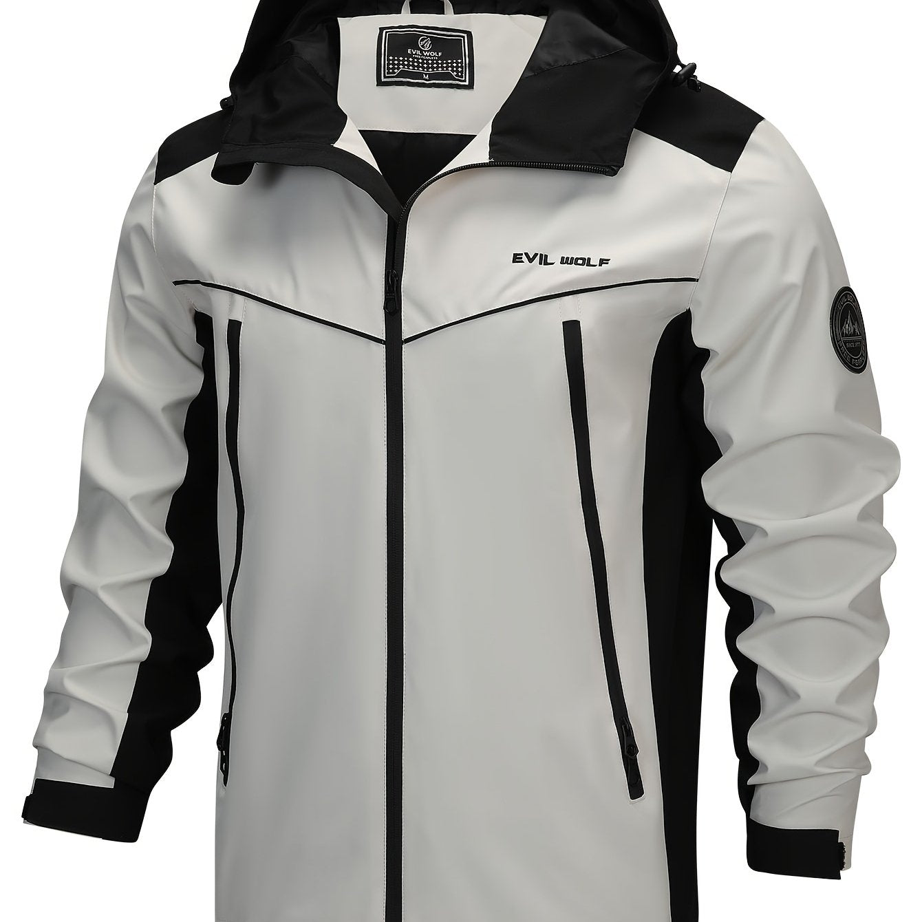 EX-STRECH Men's Hooded Jacket - Casual Color Block Windbreaker   OAXG Orange / FR M