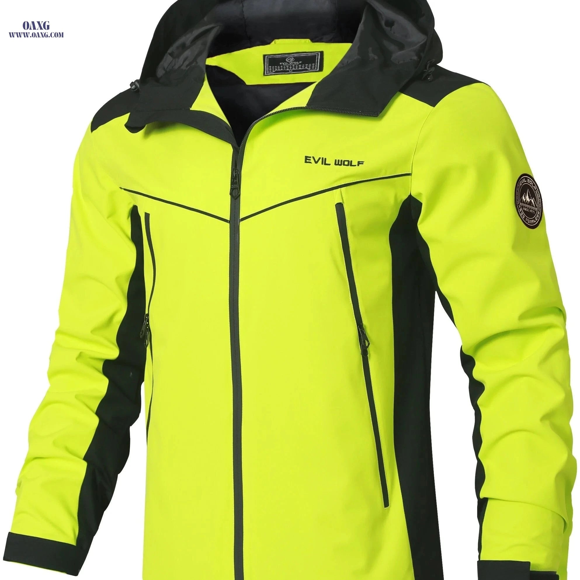 EX-STRECH Men's Hooded Jacket - Casual Color Block Windbreaker   OAXG 