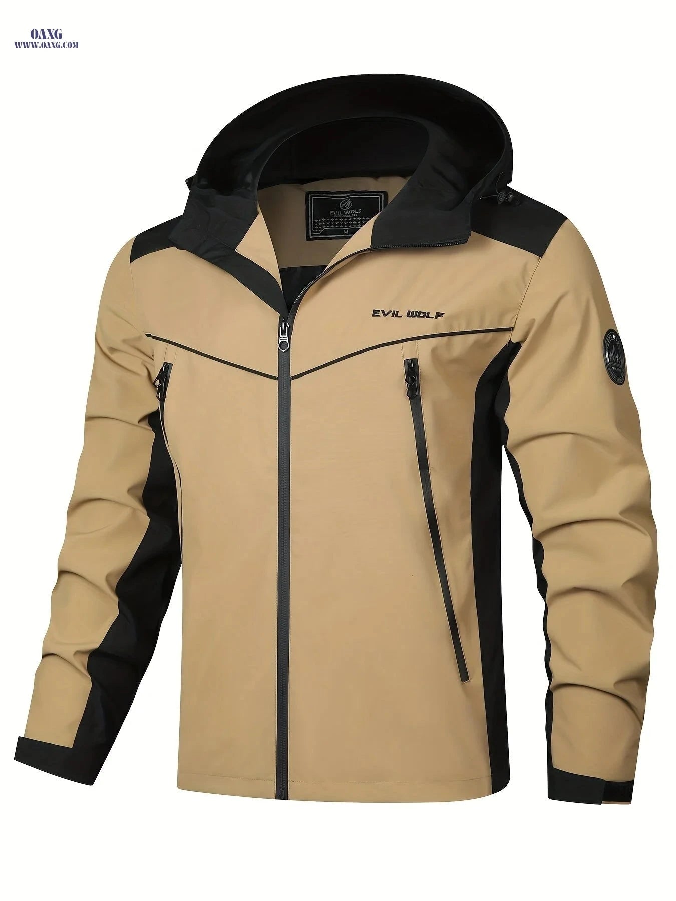 EX-STRECH Men's Hooded Jacket - Casual Color Block Windbreaker   OAXG 