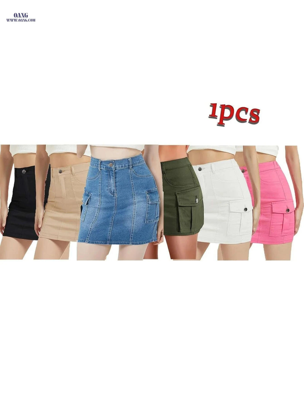 EXARUS Women's Mini Cargo Skirt - Trendy Bodycon with Pocket   OAXG White / XS
