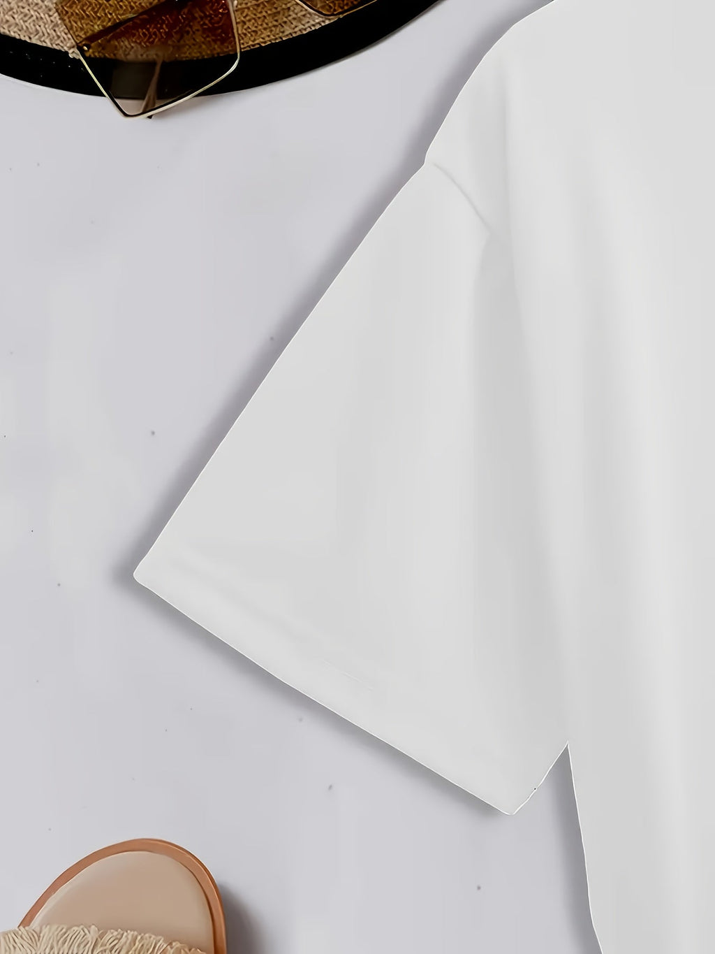 Exquisite Light Luxury Style Crystal Rose Print White T-Shirt for Women, Loose Fit Casual Short Sleeve, Essential for Summer Daily Wear,, Figure-Flattering, Versatile Basic Style--Quan Quan   OAXG White / S