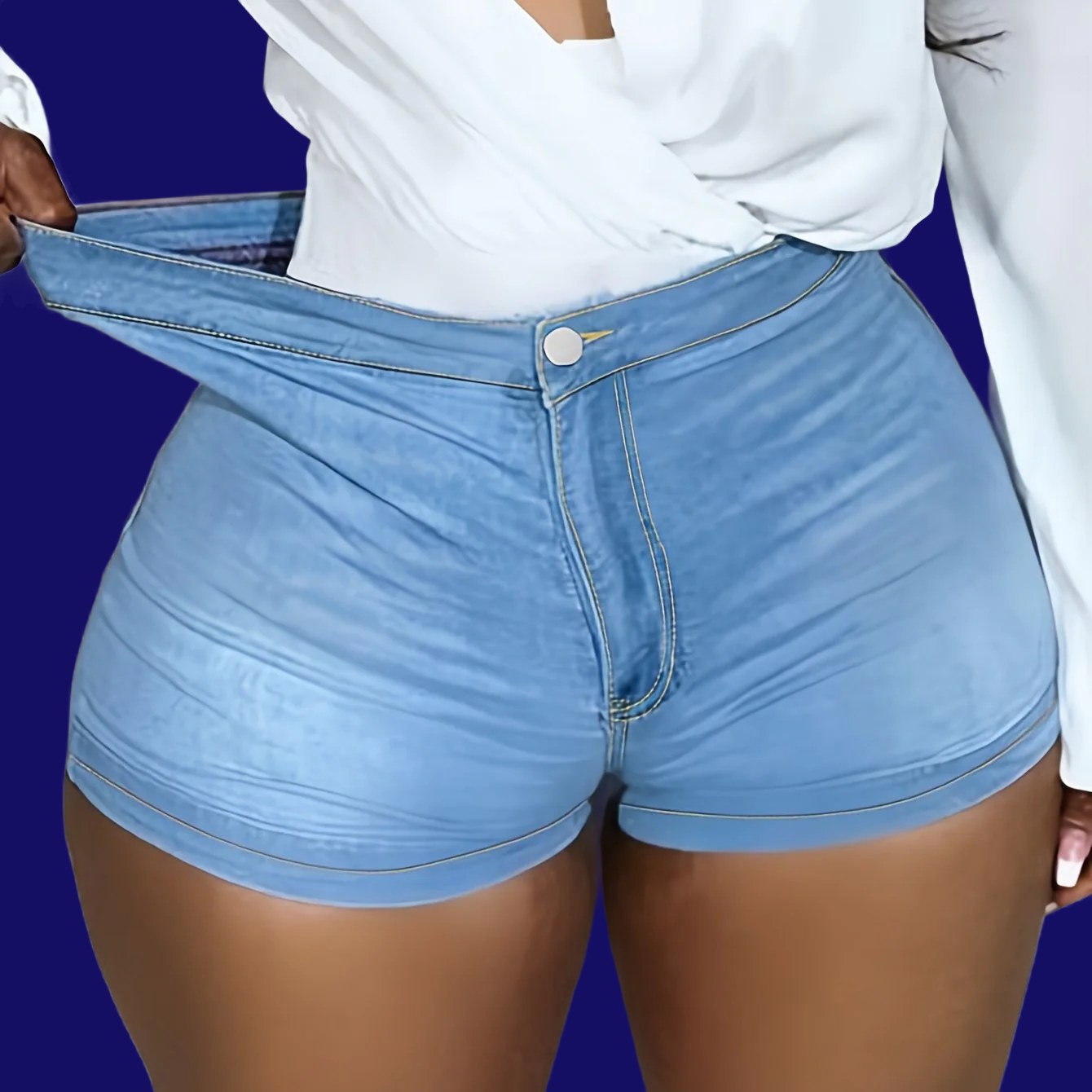 High-Stretch Slim-Fit Denim Shorts - Casual Street Style Hot Pants