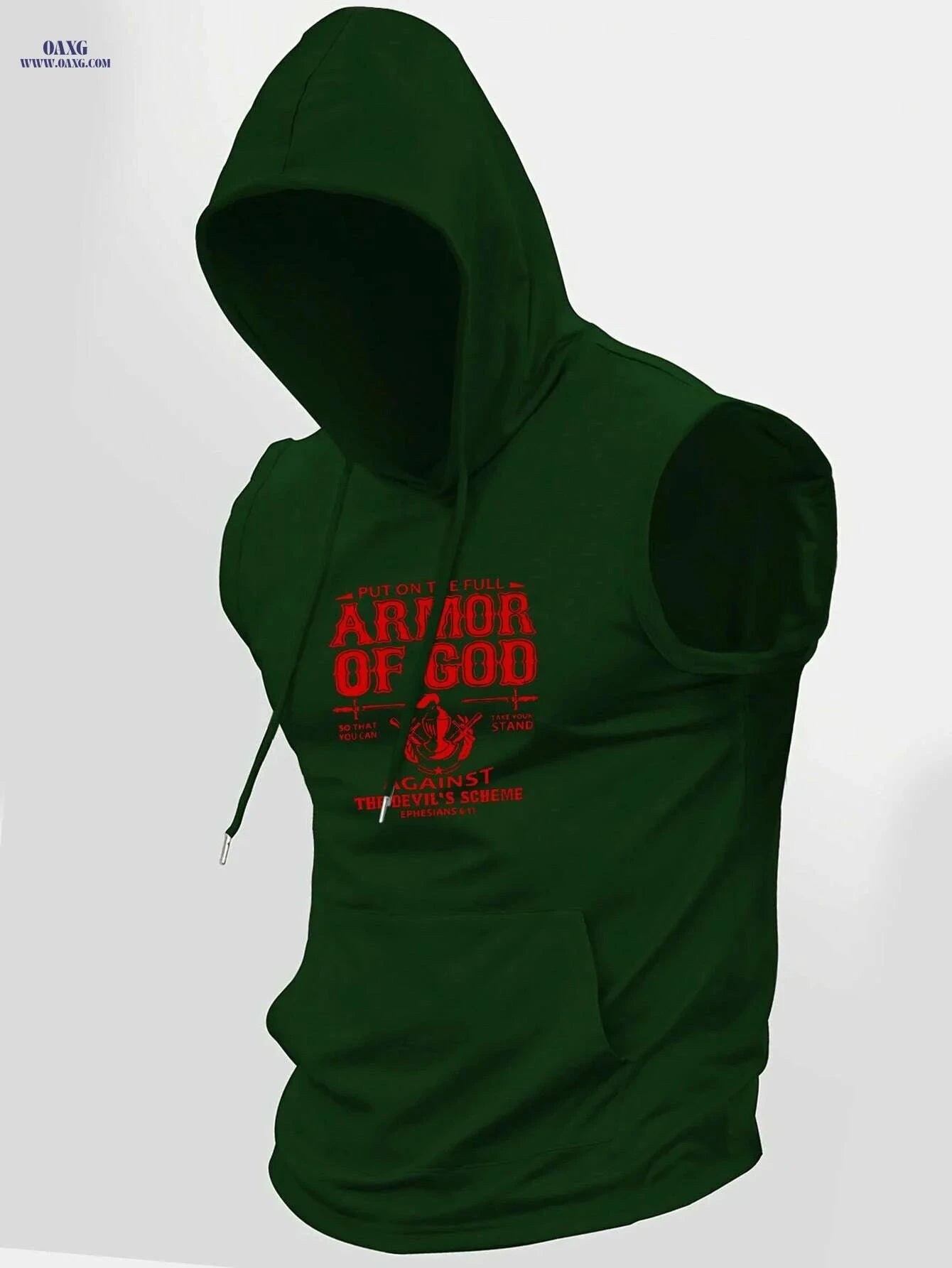 Faith Sleeveless Hooded T-Shirt - Armor of God Print for Men   OAXG 