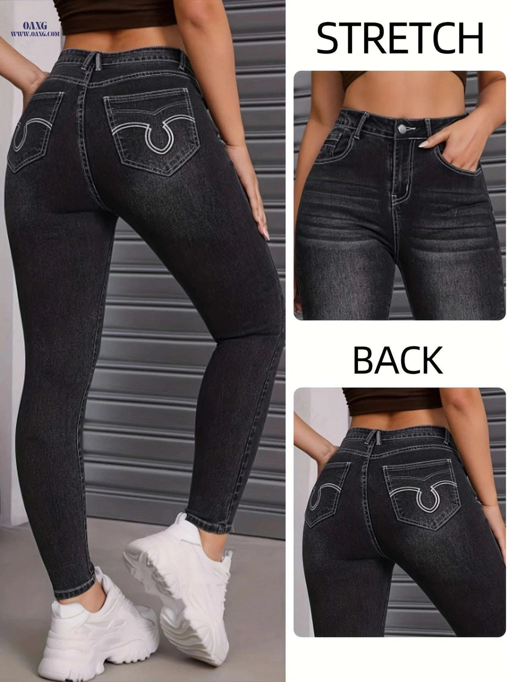Fashion Jeans for Women - High Stretch Skinny Denim, All-Season Wear   OAXG Light Blue / S