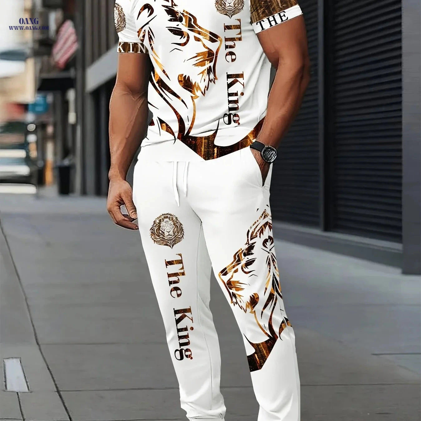Fashion Lion Casual Men's Summer Set - Short-Sleeved T-Shirt & Pants   OAXG 